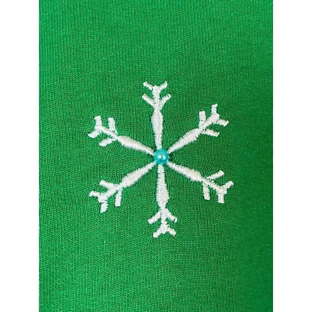 Casual Living Jacket‎ 1X Green Snowman Festive Santa Holiday Granny Preppy Cozy